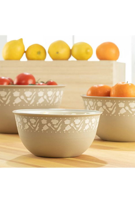 Hermia Set de Tazones de Mezcla y Colador PZR-021, 5 Piezas, Crema
